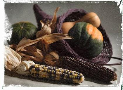 autumn vegetables, corn and squash