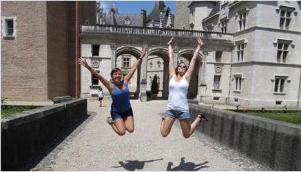 Education Abroad Students jumping for joy while studying abroad