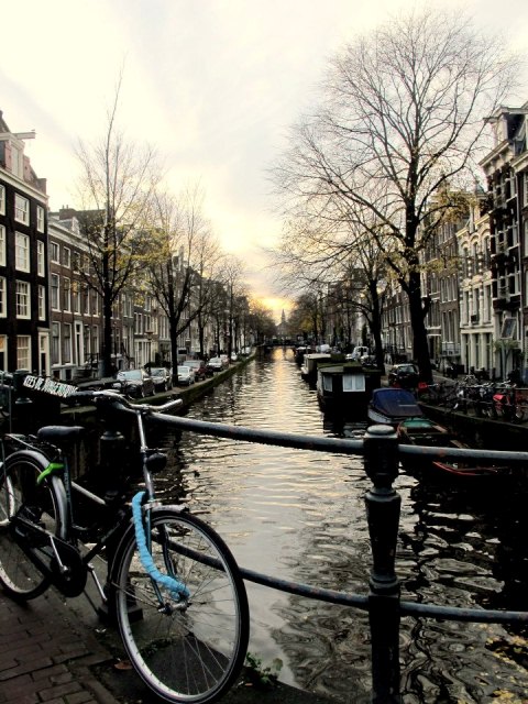 Amsterdam bike on bridge