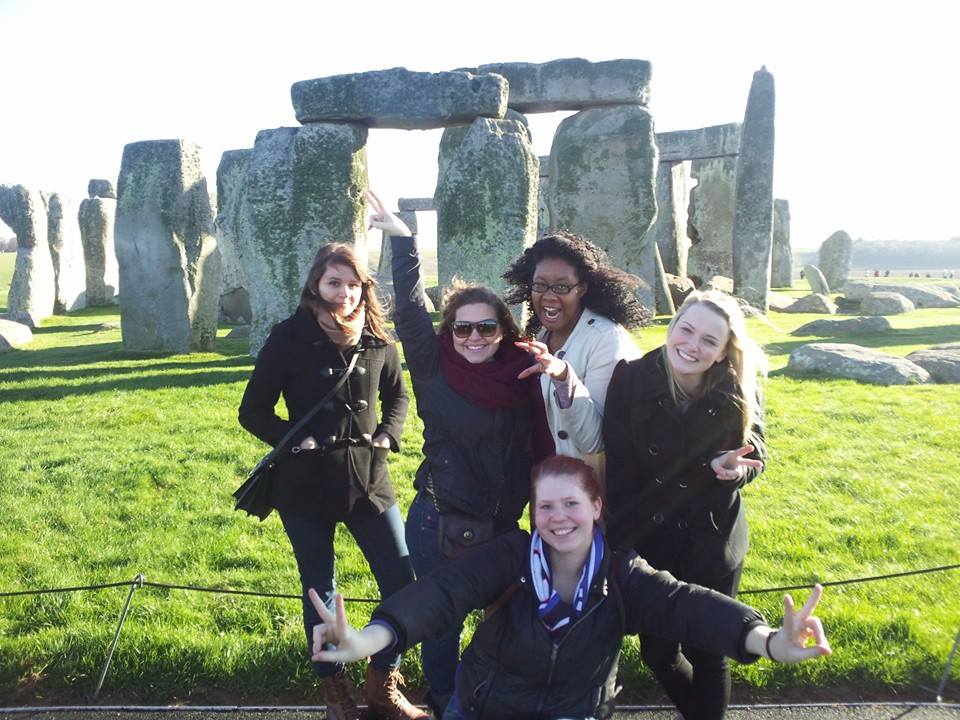 students at Stonehendge