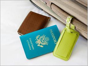 suitcase with lugage tage and passport