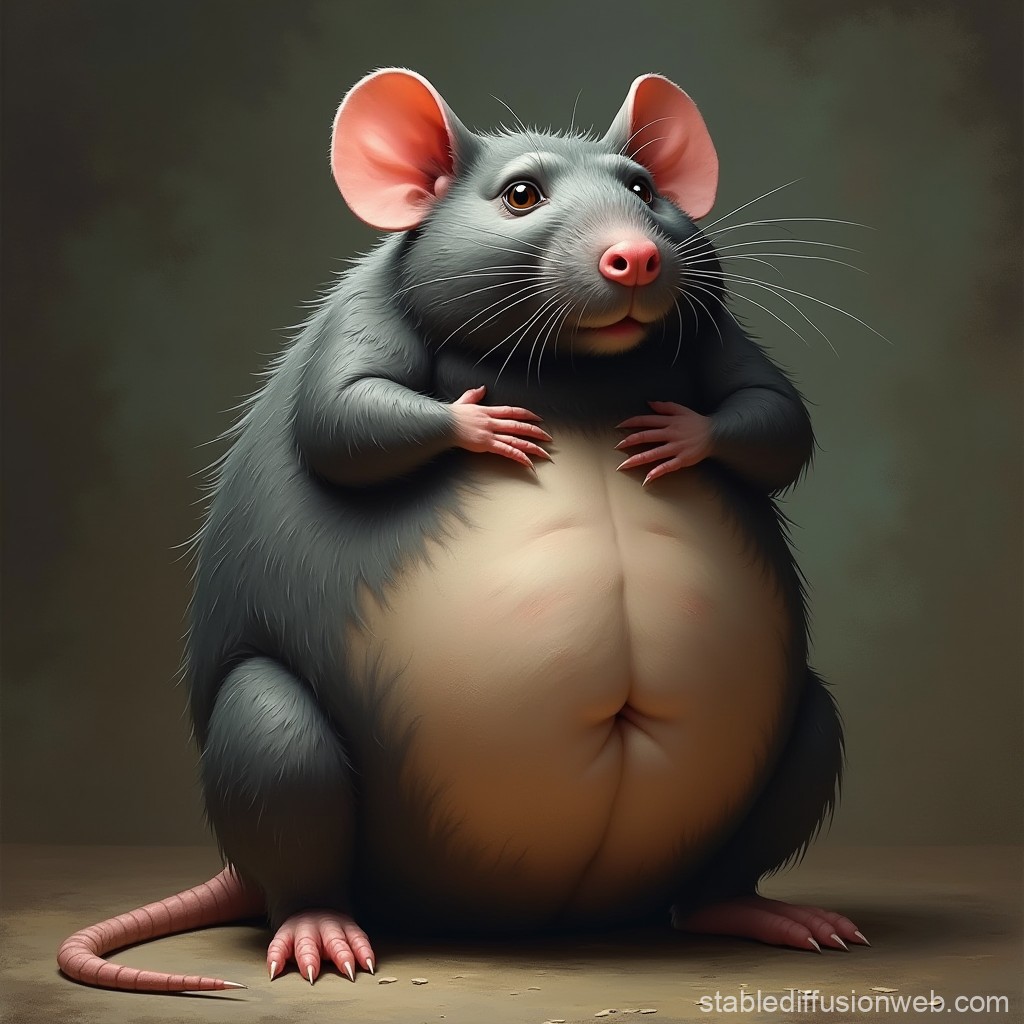 Color image of a cartoon fat rat