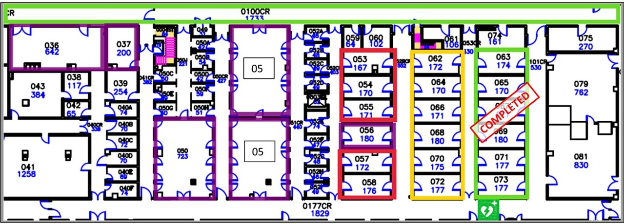 Image of the DLAR floor plan including all phase of the RO Autowatering Installation