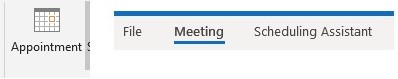 Image of the Windows Appointment icon and Meeting location in the banner 