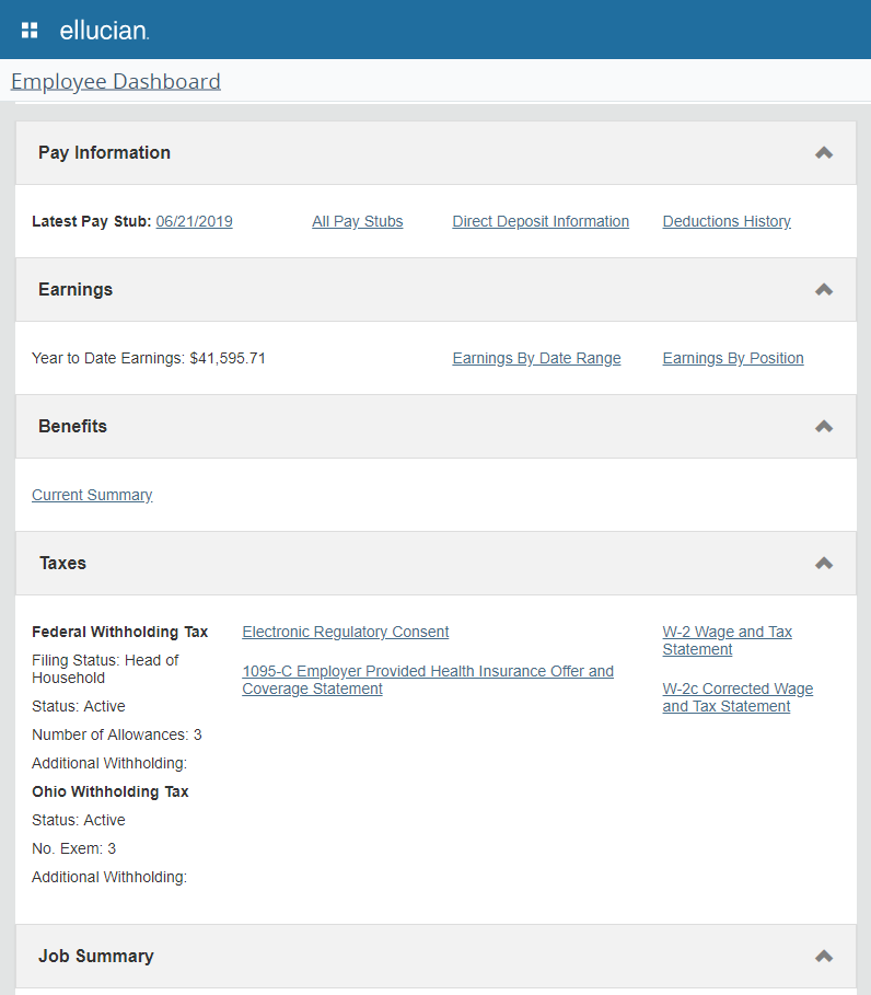 Employee Dashboard - My Profile - Summary