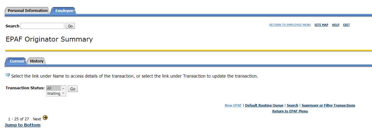 Epaf Orignator Summary Default Routing Que (bottom)
