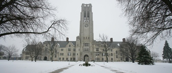 University Hall in the snow