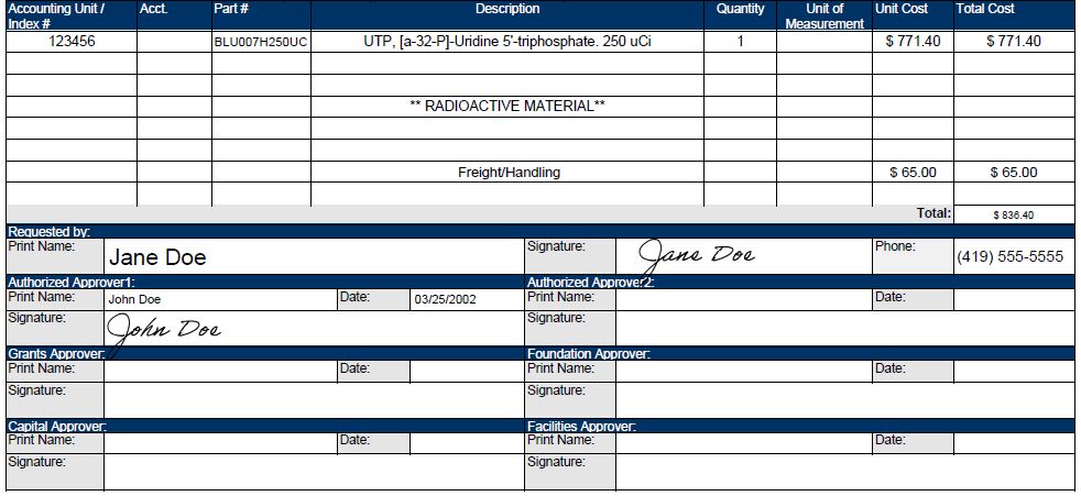 Requisition Example