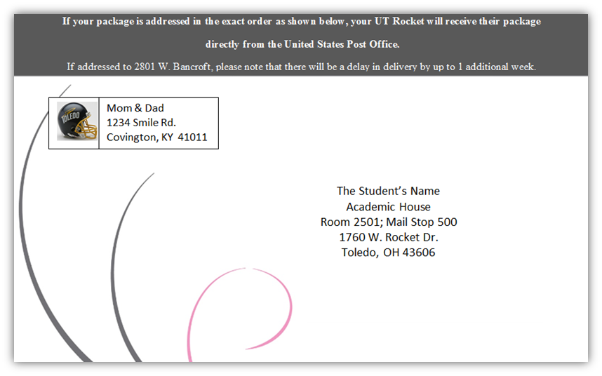 sample of how to address package or letter