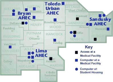 map of AHEC locations