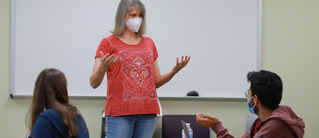 Professor teaching a classroom of students