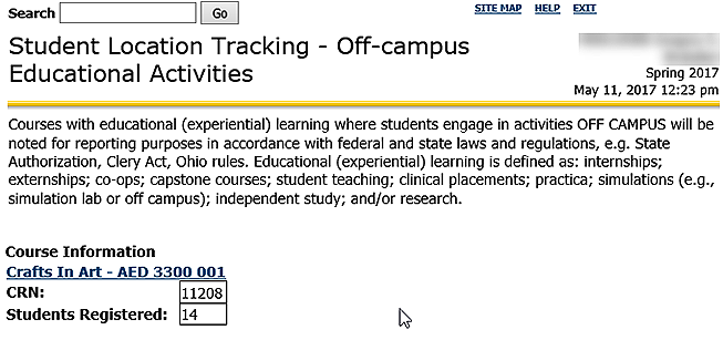 Student Tracking page