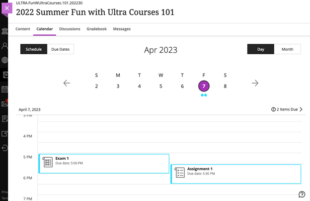Student Ultra Course View