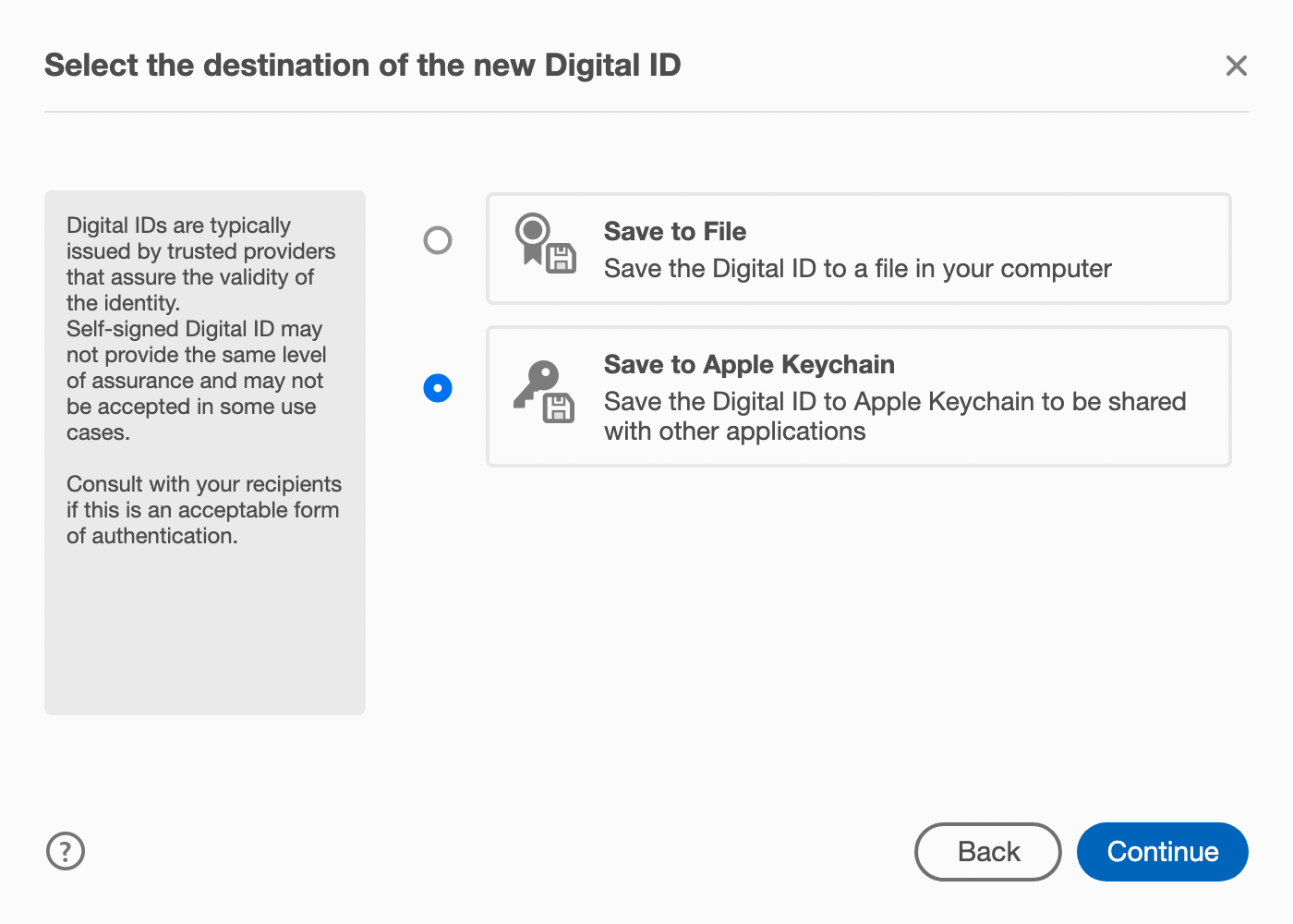 Digital ID destination