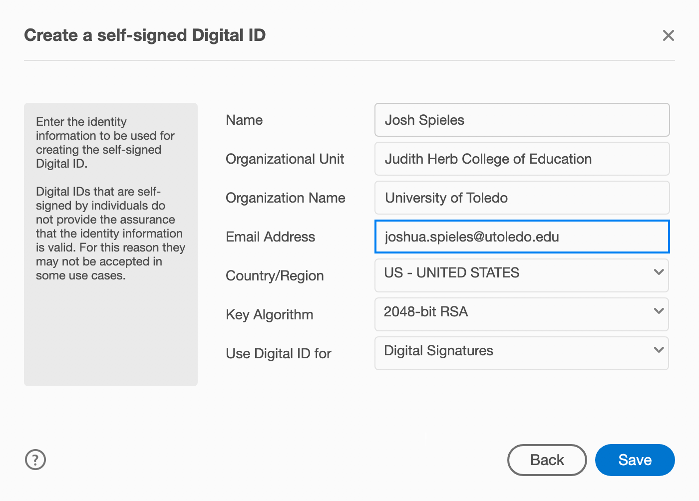 Self-signed ID