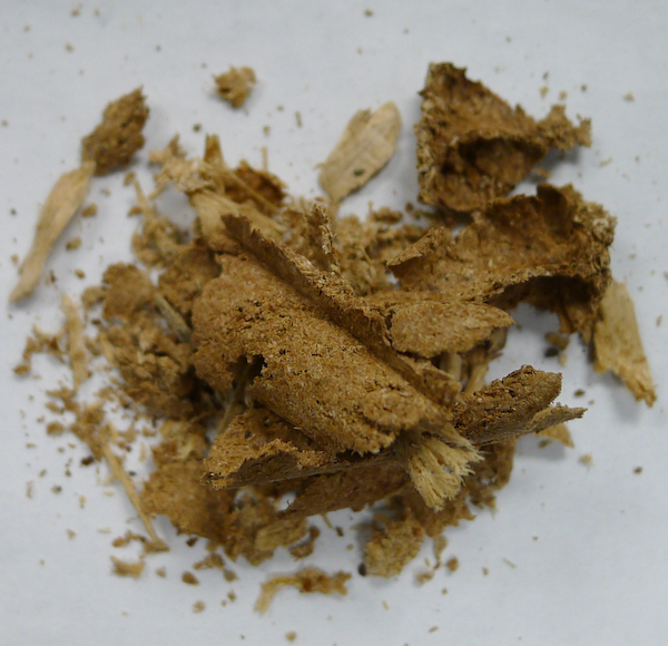 Wood chips after being compressed