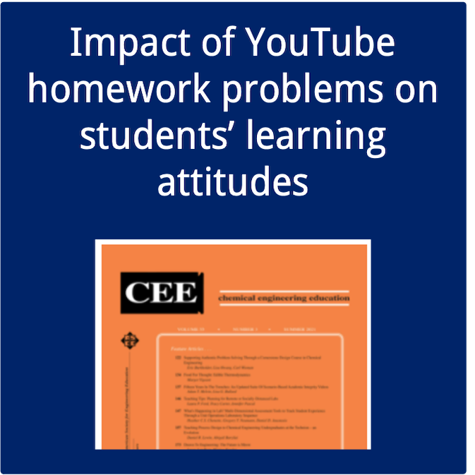 Impact of YouTube homework problems on students’ learning attitudes in Chemical Engineering Education