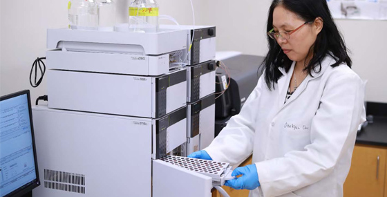 A professor working in the Center for Materials and Sensor Characterization