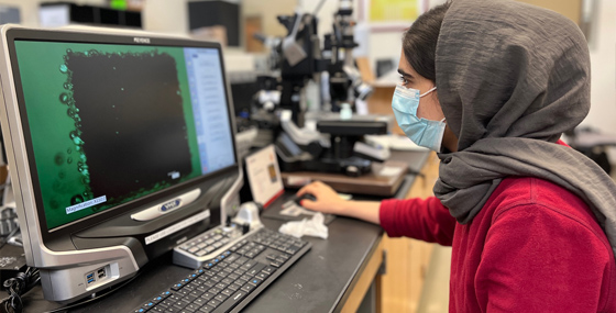 A student working in the Center for Materials and Sensor Characterization