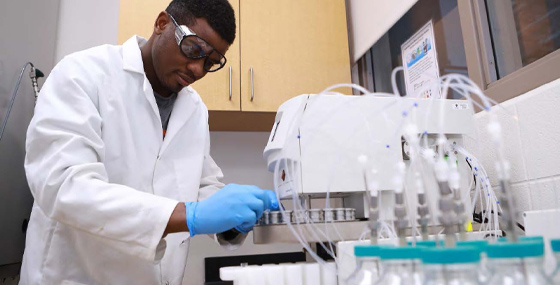 A student working in the Center for Materials and Sensor Characterization