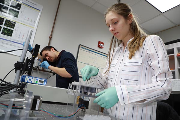 Student working in a lab