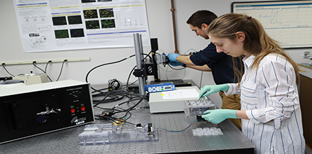 Girl testing in the lab