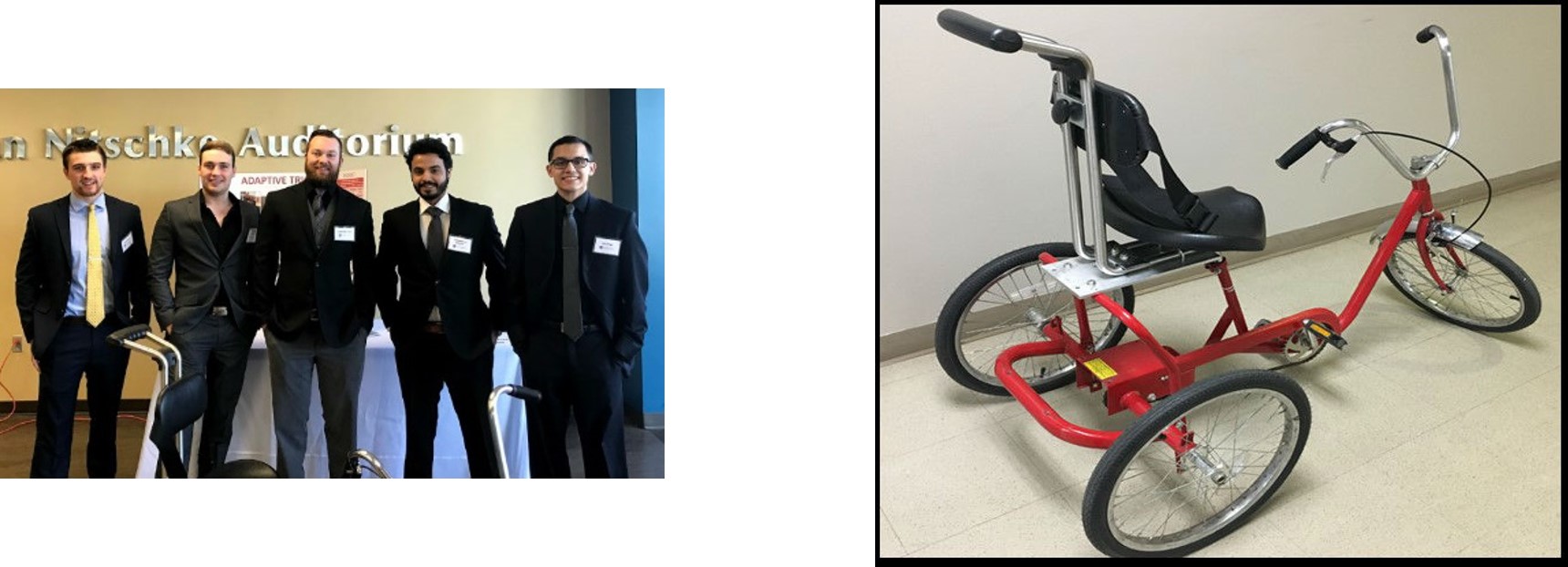 Senior Design team members with protype of Assistive Tricycle