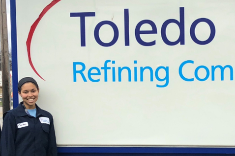 Jaycee Cameron at her co-op at the Toledo Refining Company