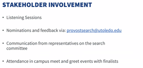 Provost Search Stakeholder Involvement