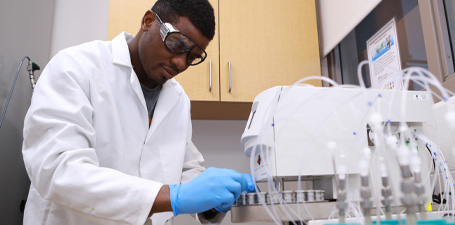 Scholarship Student working in a lab