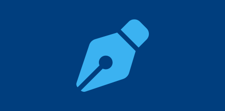 Light blue fountain pen flat icon on dark blue background