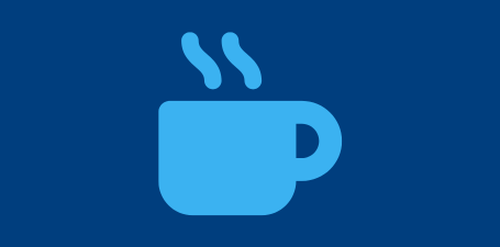 Light blue mug flat icon on dark blue background