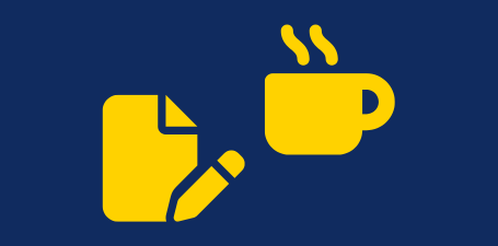 Paper and pen flat icon and coffee mug flat icon