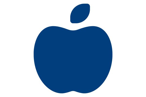 Dark blue flat icon of an apple