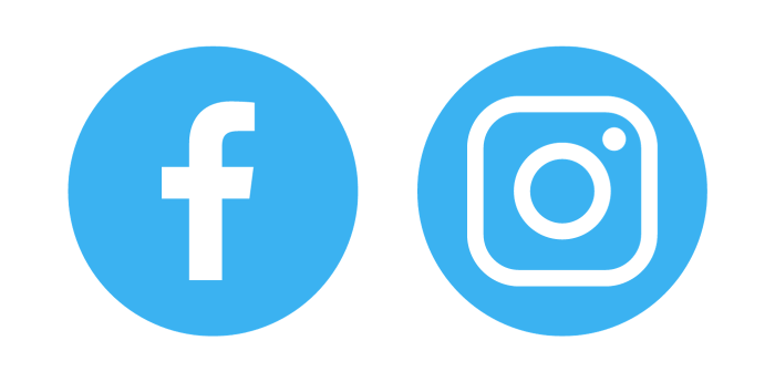 Light blue Facebook and Instagram logos