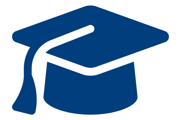 Midnight blue graduation cap flat icon