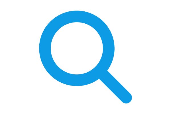 Light blue magnifying glass flat icon