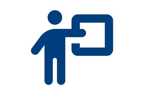 Midnight blue flat icon of person presenting