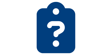 Dark blue clipboard with question mark flat icon