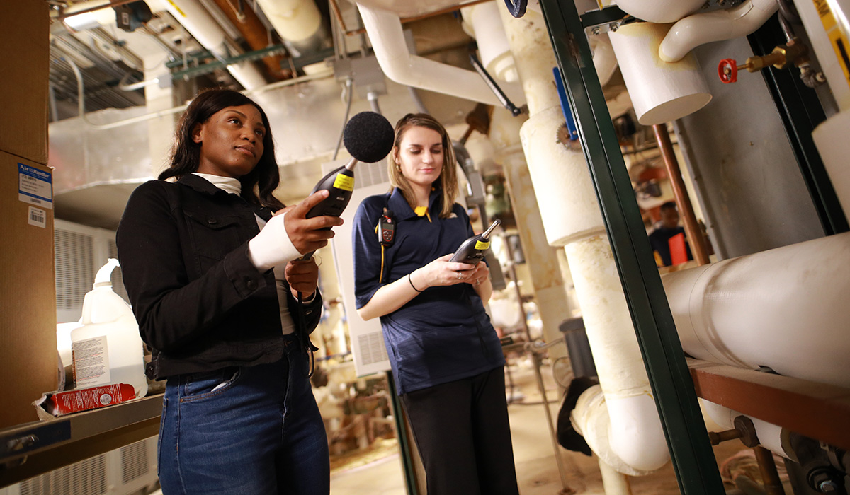 Students in the Master of Science in Occupational Health (M.S.O.H.) use equipment necessary to the program