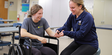 patient being examend by an occupational therapy student