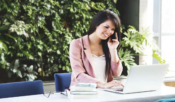 Woman working on laptop