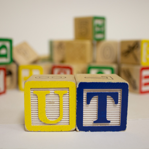 Children's blocks spelling out UT