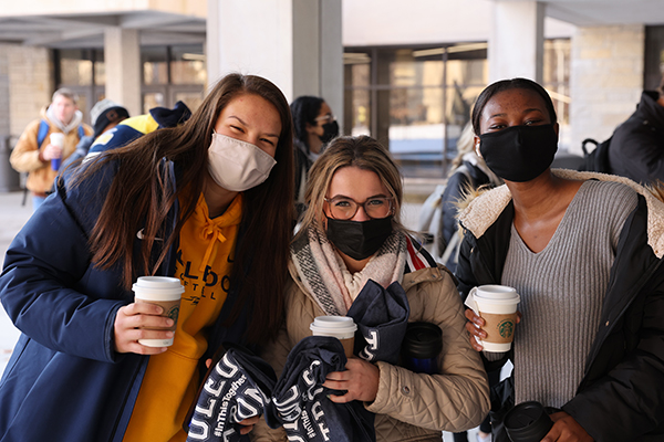 Students at the hot cocoa event