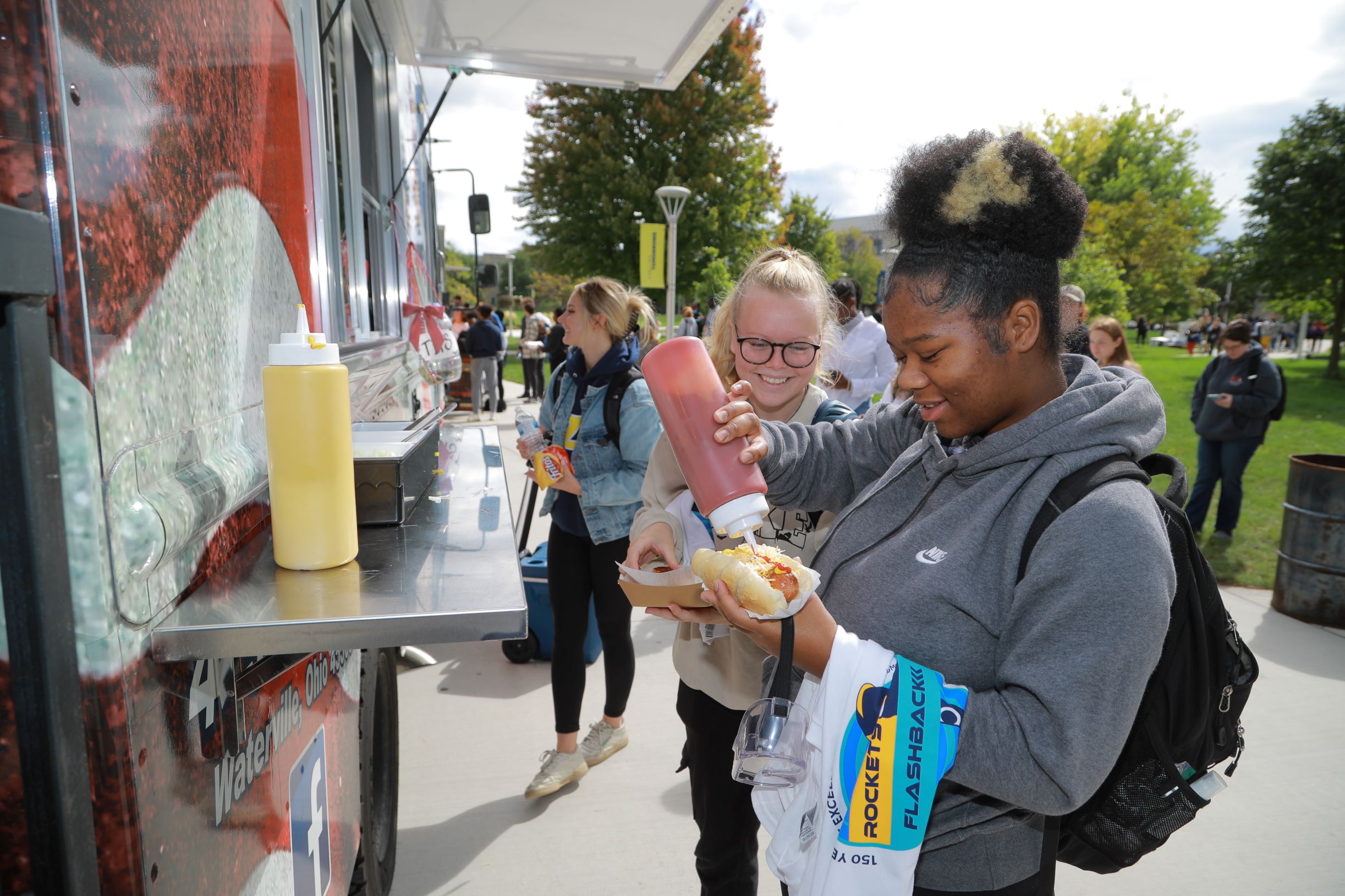 Students participating in the annual Homecoming Eat the Streets. 
