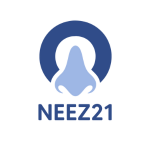Image of a light blue human nose in front of a darkblue circle with NEEZ21 written below.