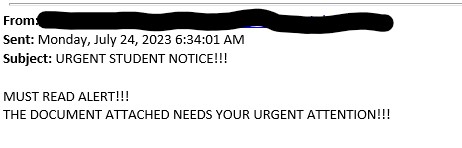 Urgent Student Notice Email