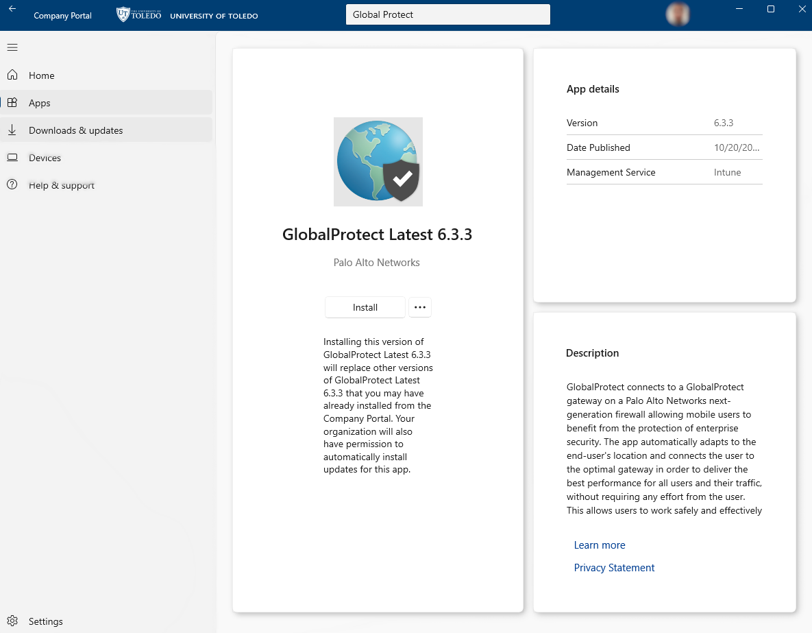 Install Global Protect