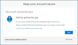 Keep Your Account Secure screen.