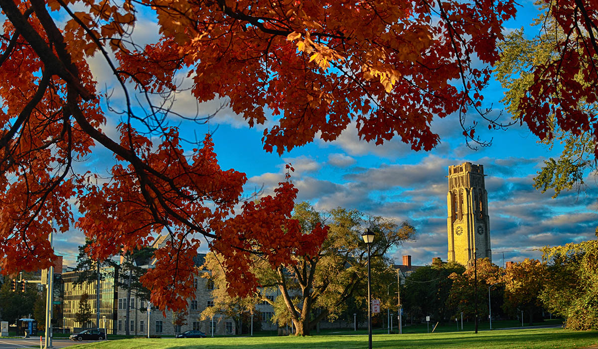 University Hall in the fall